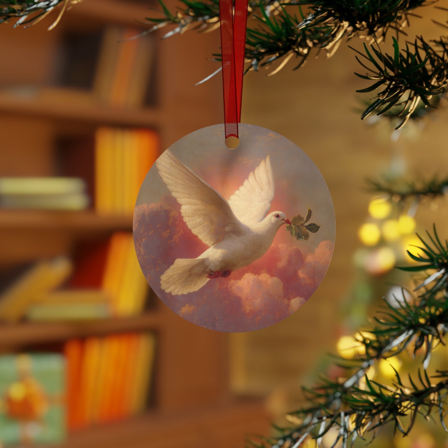 The Spirit Who Restored the Horizon - Holy Spirit - The Dove Metal Ornament - Religious Holiday Christmas Ornament and Keepsake