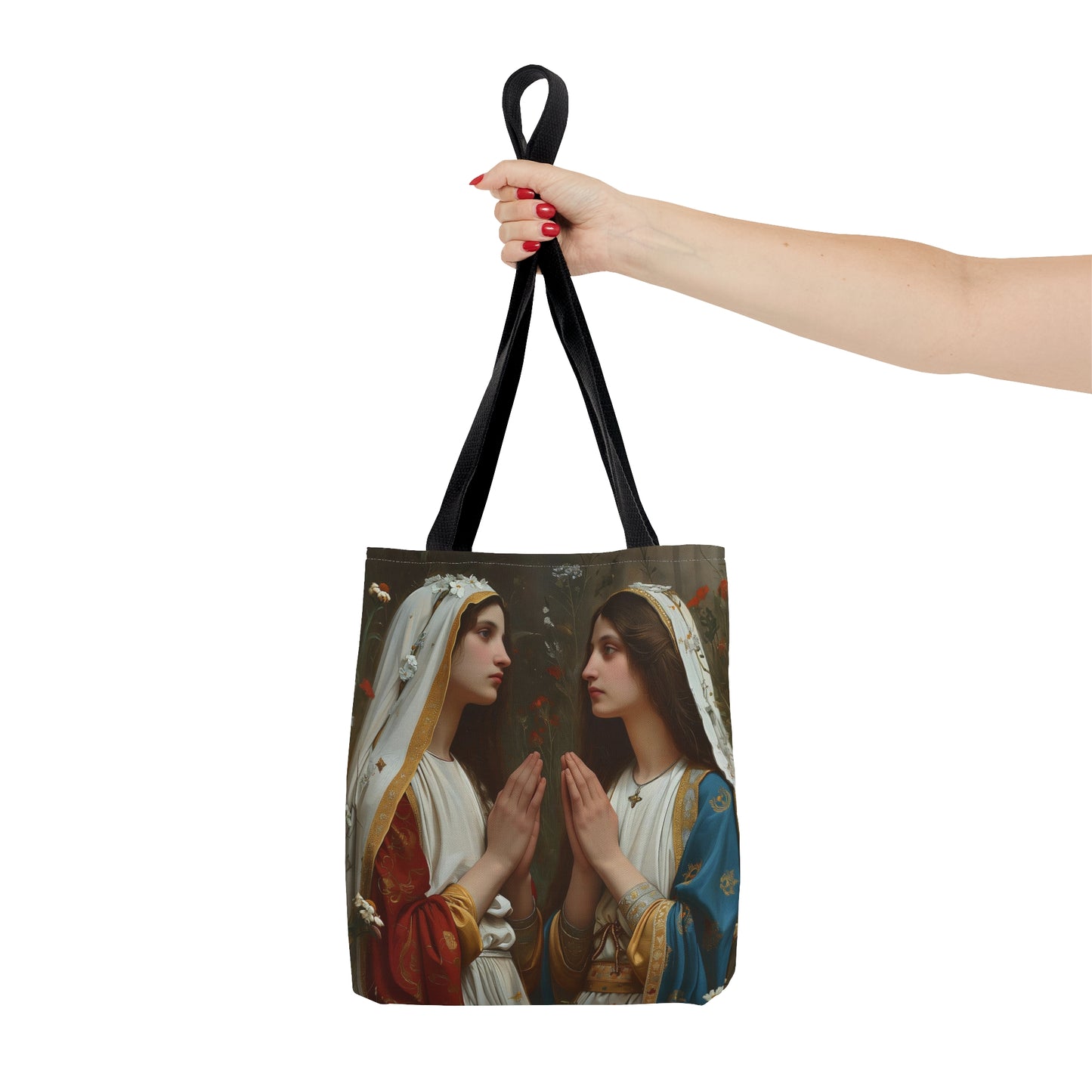 Saints Emiliana and Trasilla Tote Bag - Large Medium Small Faith Art Bag - Re usable Tote Purse - Double Sided - Catholic Art Bag