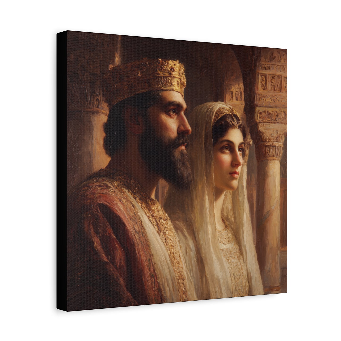 King Xerxes and Queen Esther  - Gallery Wrapped Canvas - Print - Religious Art for your Home - Catholic Art Print