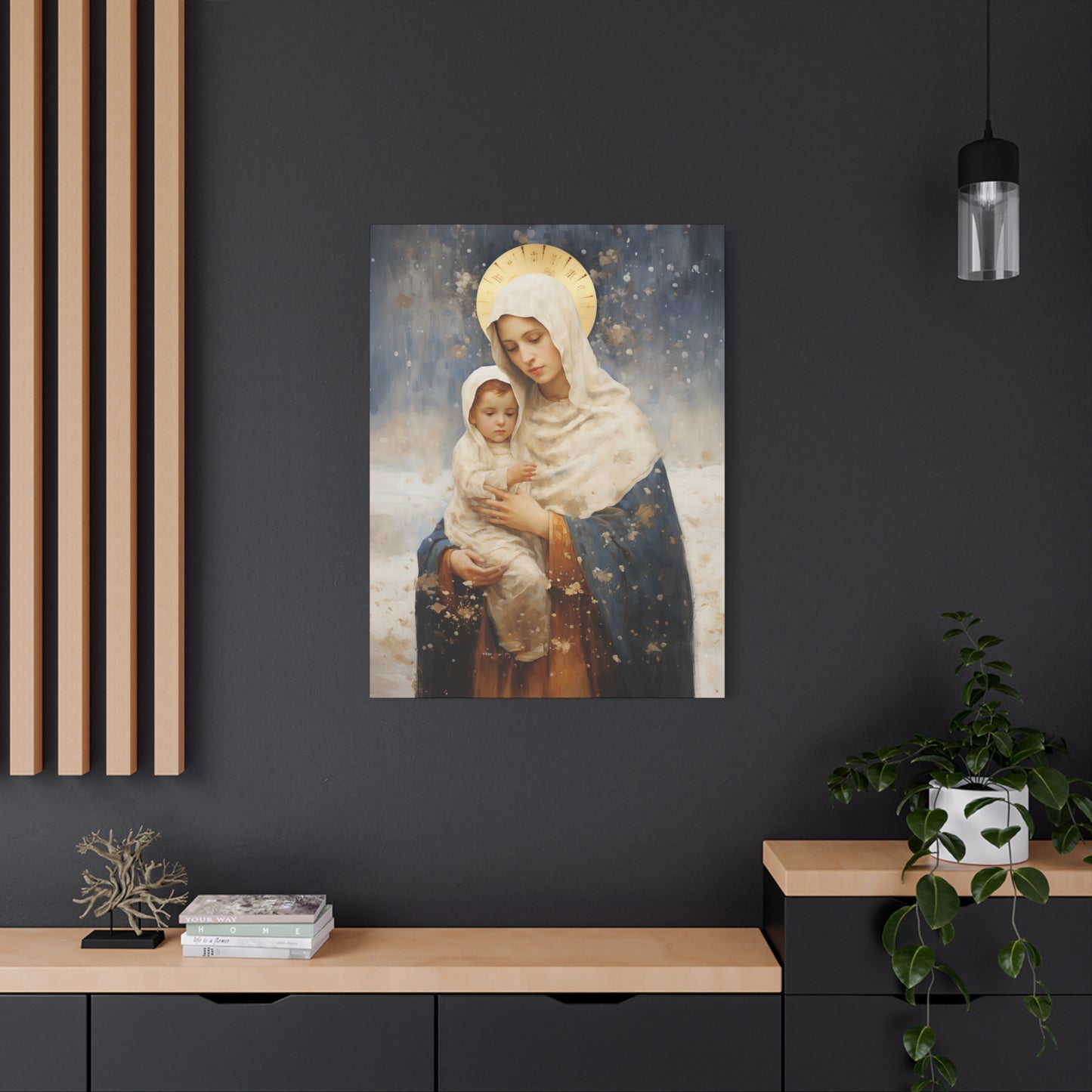 Winter's Grace : Our Lady of the Snows Canvas Print - Multiple Sizes - Catholic Home art - Gallery Wrapped Canvas - Sanctified Souls Print