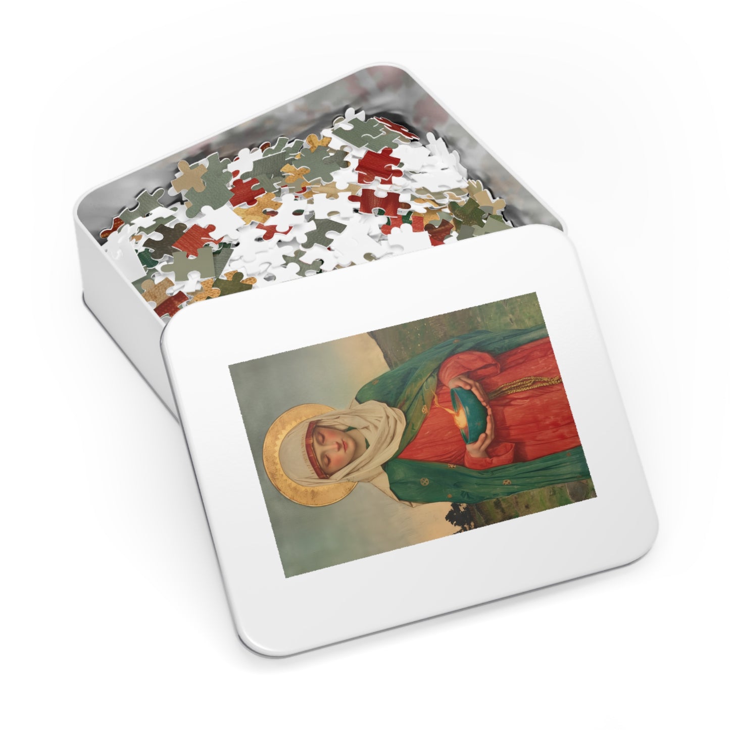 Saint Brigid of Ireland / Kildare - Puzzle and Keepsake Tin - Religious (30, 110, 252, 500,1000) - Religious Puzzle - Gifts for Catholics