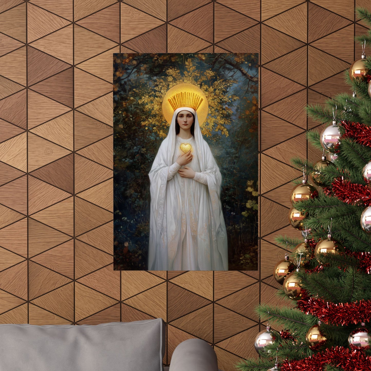 Our Lady of Beauraing - Our Lady of the Golden Heart - Marian Art - Sanctified Souls Print - Multiple Sizes - Premium Vertical Posters