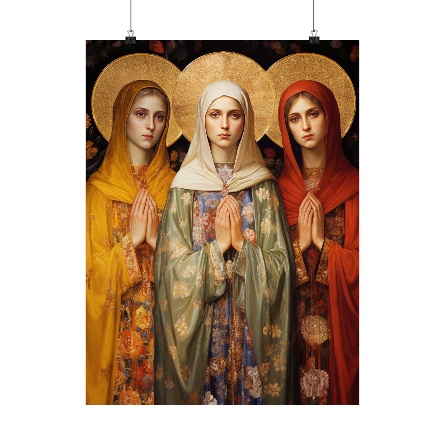 Saints Metrodora, Nymphodora and Menodora - Sanctified Souls Print - Multiple Sizes - Premium Matte Vertical Posters