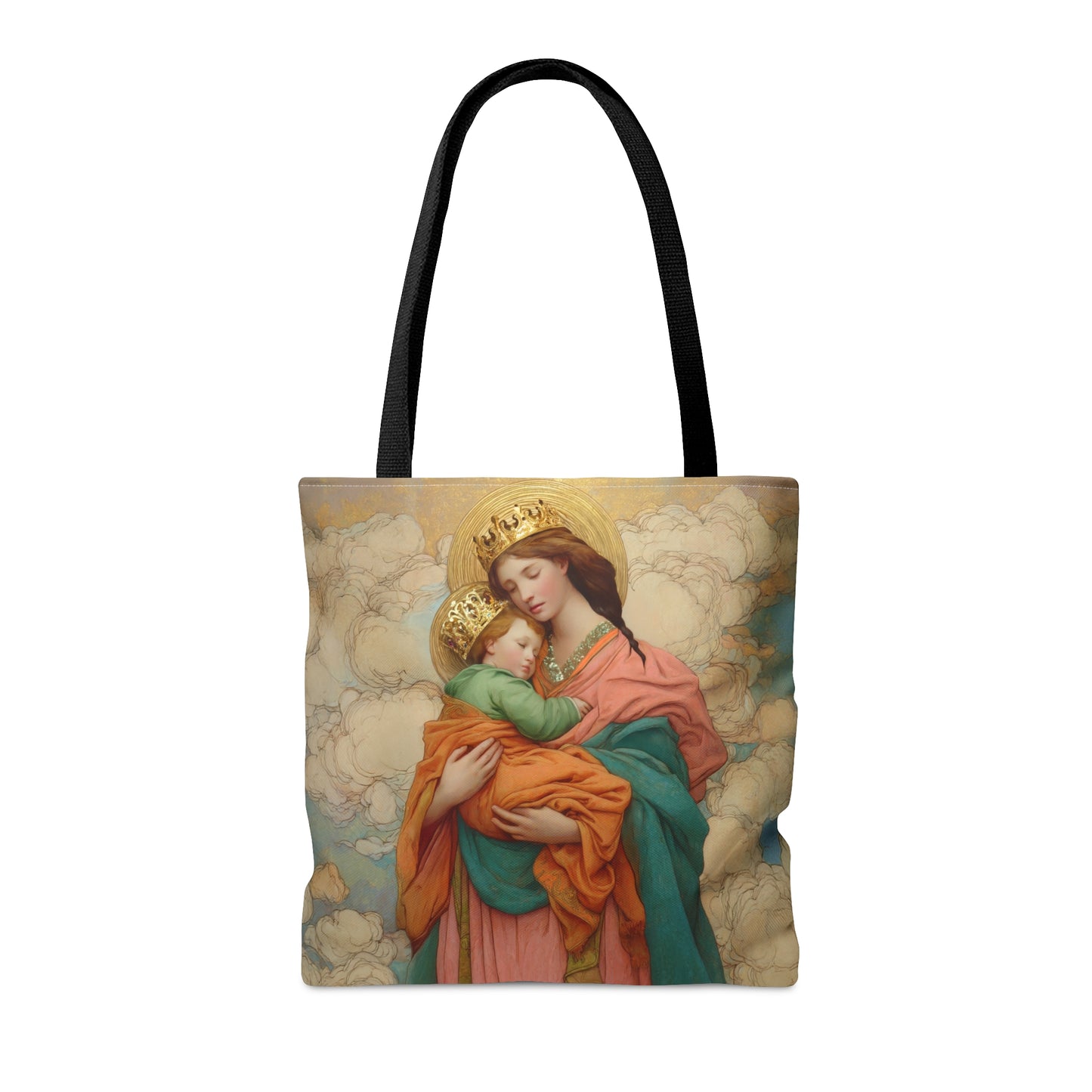 Our Lady, Strong and Tender - Mary, Help of Christians Tote Bag - Large Medium Small Faith Art Bag - Catholic Faith Purse - Double Sided