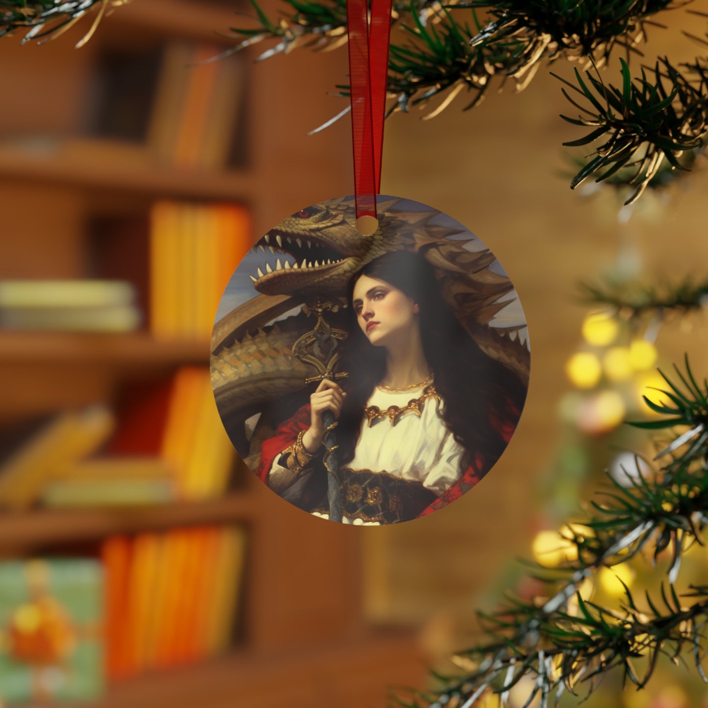 Saint Martha of Bethany Metal Ornament - Religious Holiday Christmas Ornament and Keepsake - Double sided - Prayer Ornament - Catholic Gift