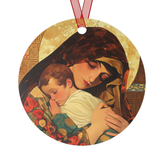 Mary, Mother of God - Divine Mother Metal Ornament - Religious Holiday Christmas Ornament and Keepsake - Catholic Keepsake