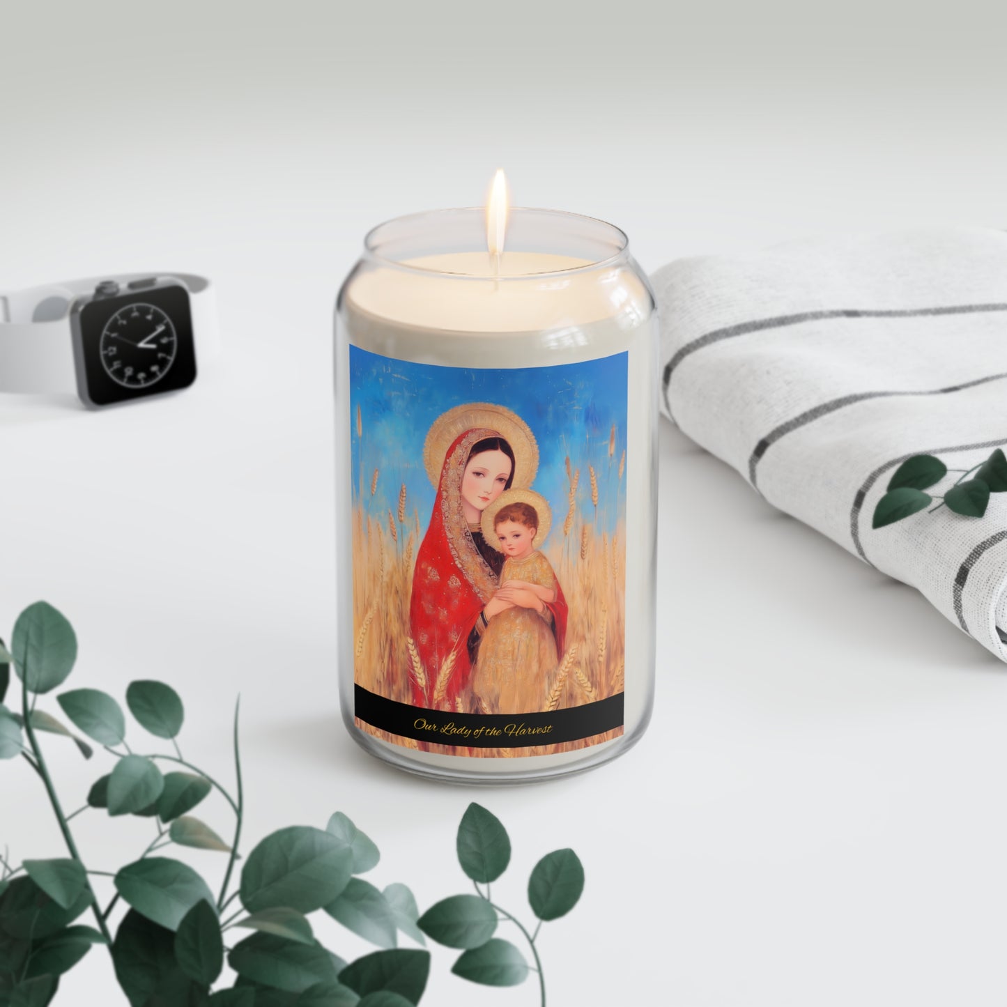 Our Lady of the Harvest  - Scented Prayer Candle, 13.75oz -  Candle - Catholic Art - prayer room Scented Candle