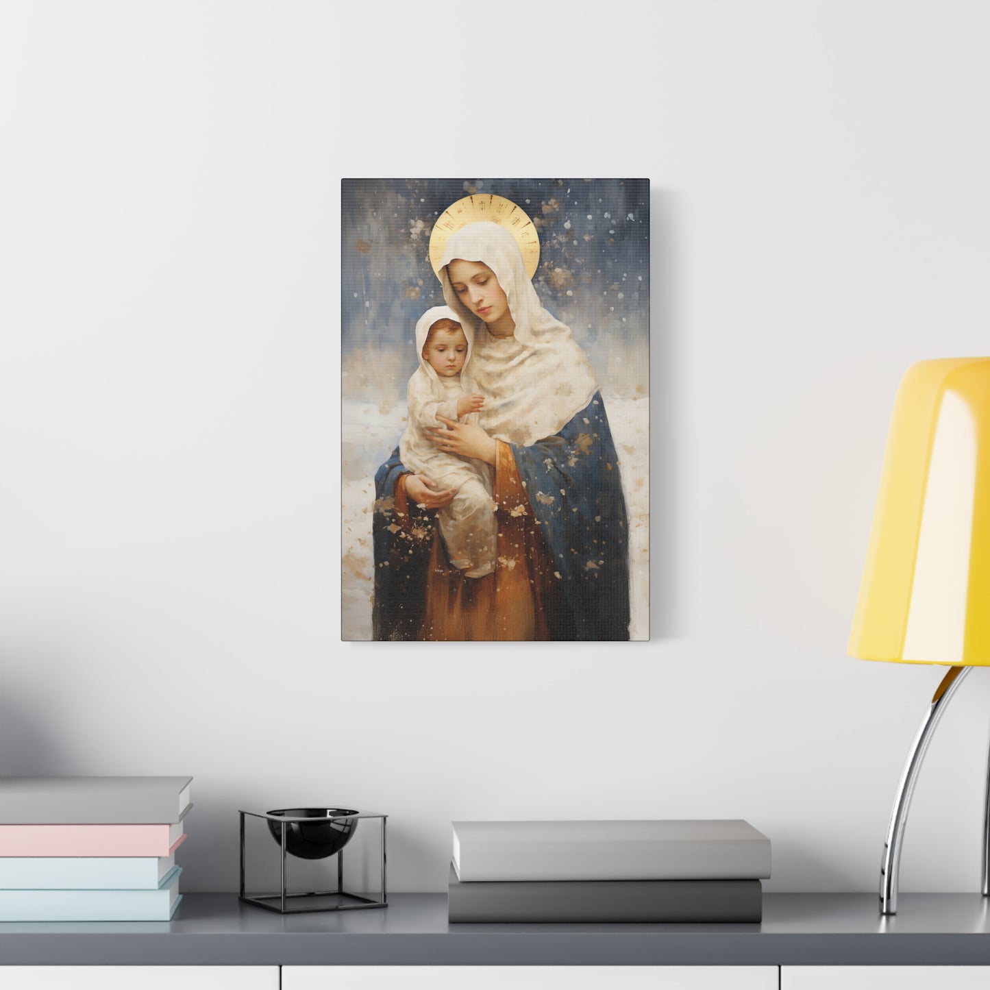 Winter's Grace : Our Lady of the Snows Canvas Print - Multiple Sizes - Catholic Home art - Gallery Wrapped Canvas - Sanctified Souls Print