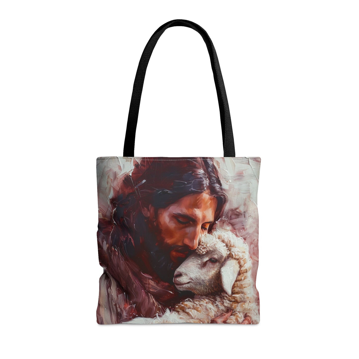 Jesus and the Little Lamb Tote Bag - Large Medium Small Faith Art Bag - Catholic Faith Purse - Religious Carry All