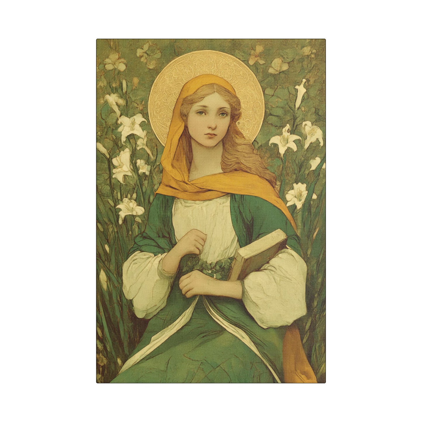 Saint Dymphna - Museum Wrapped Canvas - Sanctified Souls Print - Religious Art for your Home