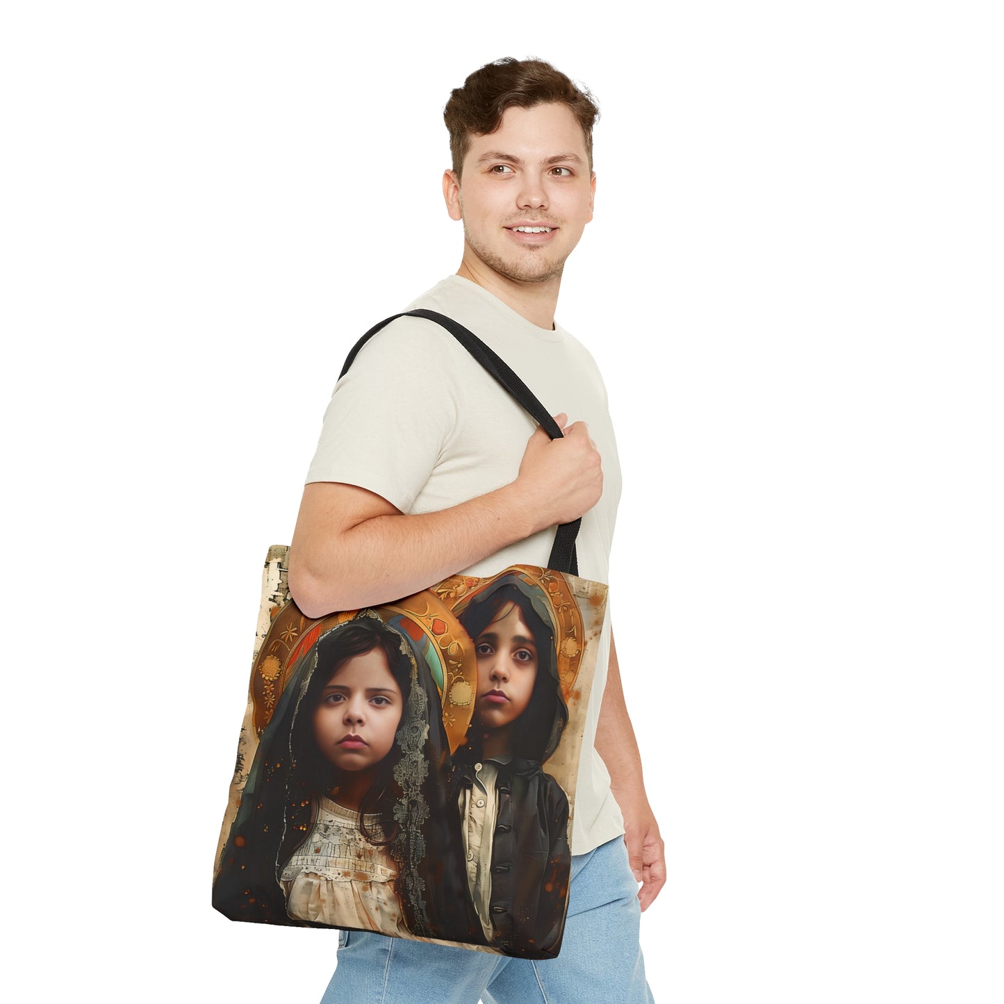 Saints Francisco and Jacinta Marto Tote Bag - Purse - Three sizes - Faith Art Bag - Catholic faith inspired carry-all purse - Double Sided