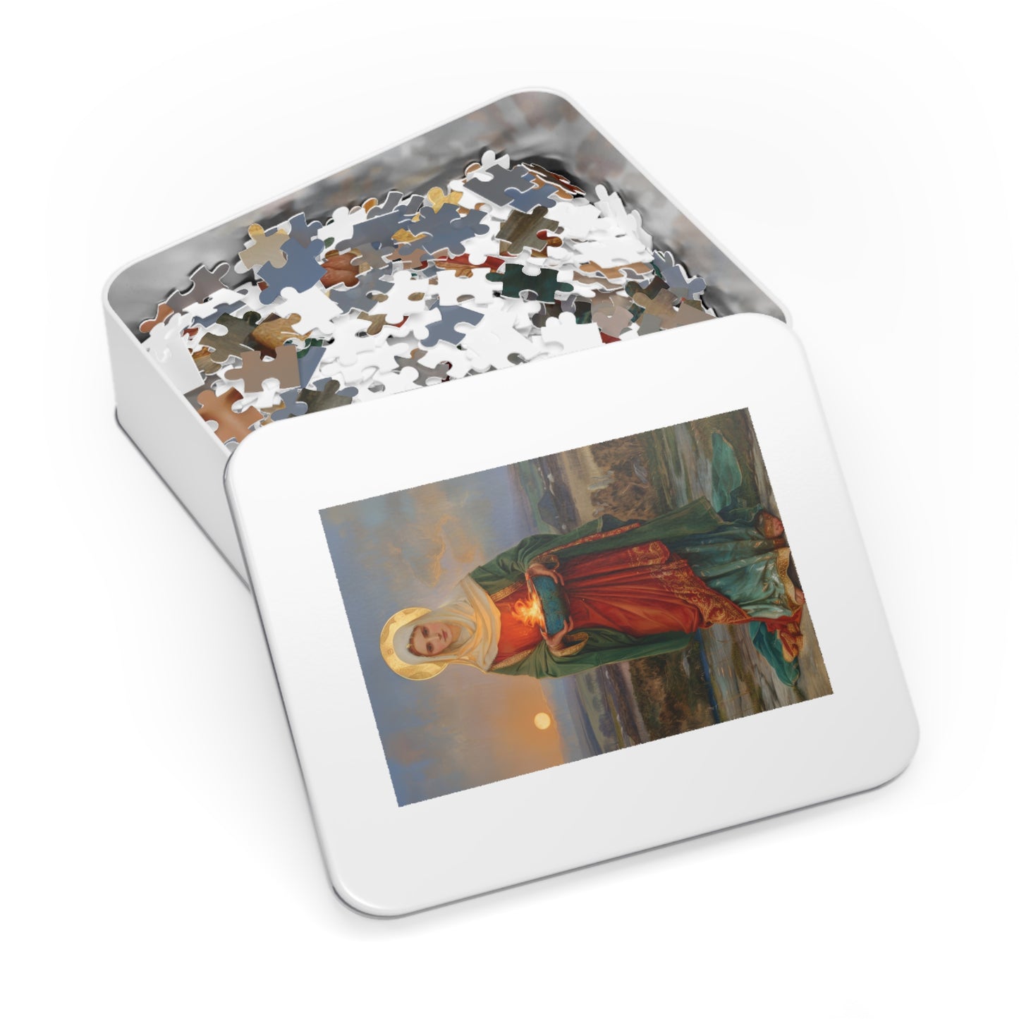 Saint Brigid of Ireland / Kildare - Puzzle and Keepsake Tin - Religious (30, 110, 252, 500,1000) - Religious Puzzle - Gifts for Catholics