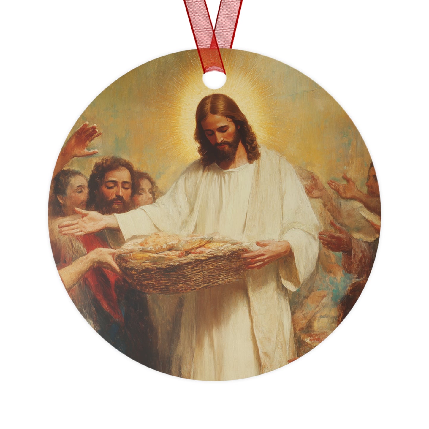 The Quiet Multiplication of Love : Loaves and Fishes - Metal Ornament - Religious Holiday Christmas Ornament and Keepsake