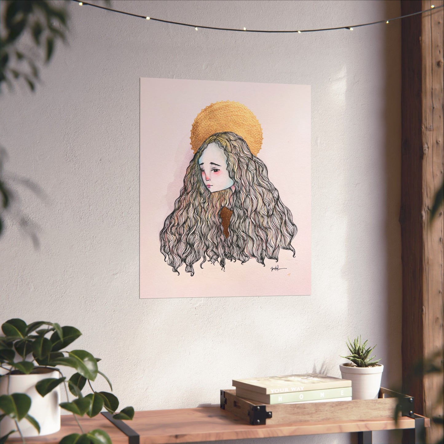 Saint Philomena Poster Print - Hand-Drawn Catholic Art Print | Christian Devotional Wall Art | Sanctified Solocosmo Religious Poster