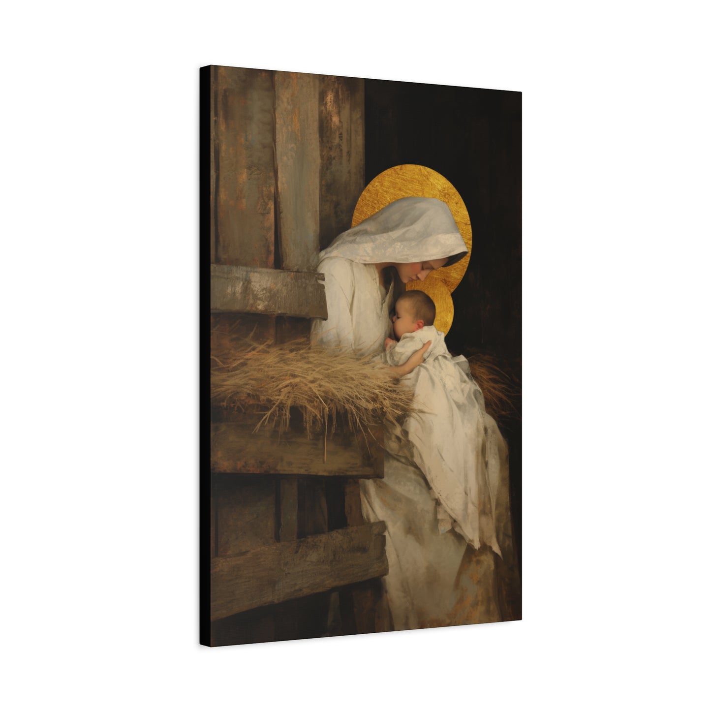 Our Lady of the Manger - Mother Mary and the Christ Child - Gallery Wrapped Canvas - Print - Religious Art for your Home - Catholic