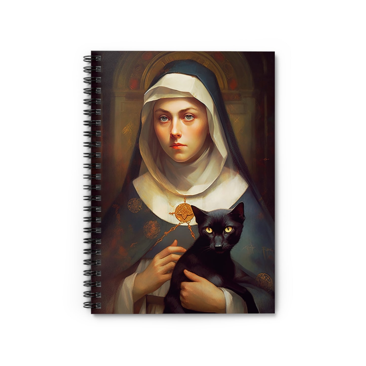 Saint Gertrude Journal - Sanctified Souls Art - Religious Based Notebook - Spiral Notebook - Ruled Line