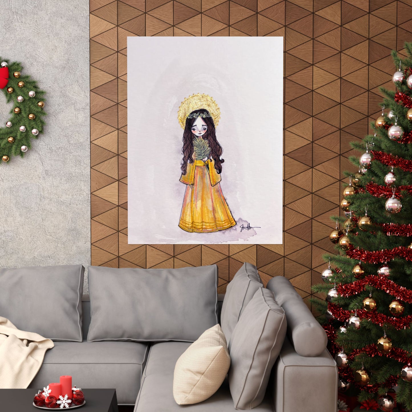 Saint Charity Poster - Hand-Drawn Art | Catholic Art Print | Faith Hope and Charity Youngest Sister | Devotional Wall Art
