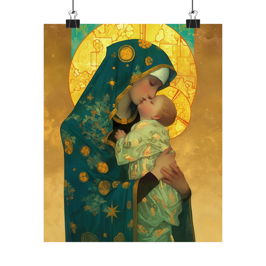 Peaceful Refuge - Mary and the Christ Child - Sanctified Souls Print - Multiple Sizes - Premium Posters - Catholic Art - Christian