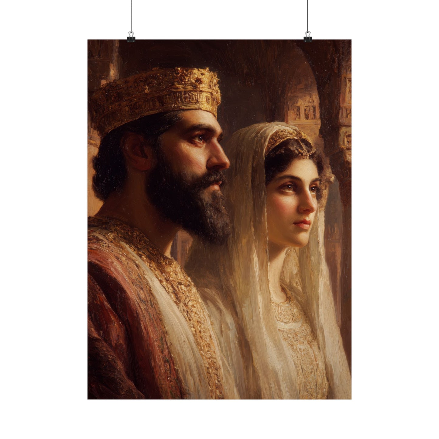 King Xerxes and Queen Esther - Sanctified Souls Print - Multiple Sizes - Premium Matte Vertical Posters