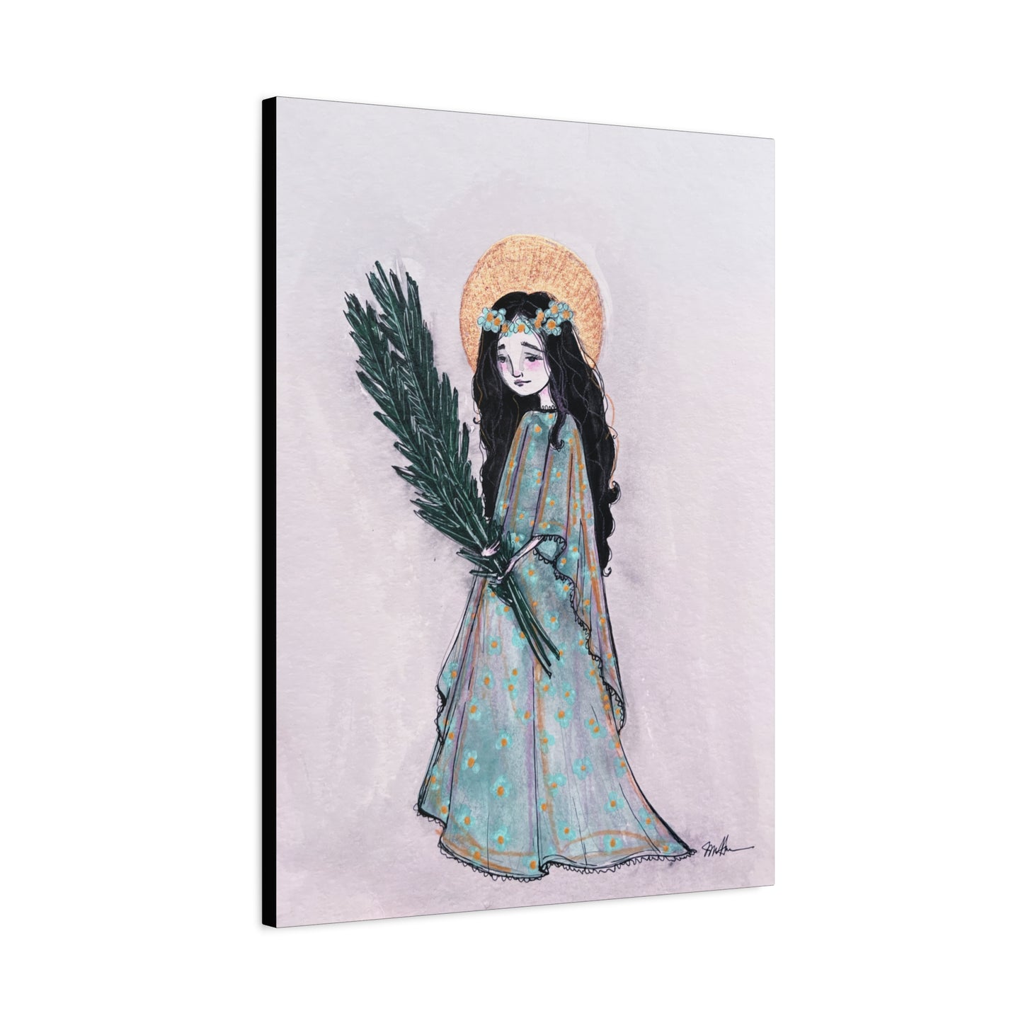 Saint Faith Canvas Print - Hand-Drawn Art - Catholic Print | Faith Hope and Charity Sacred Art | Sanctified Solocosmo Religious Artwork