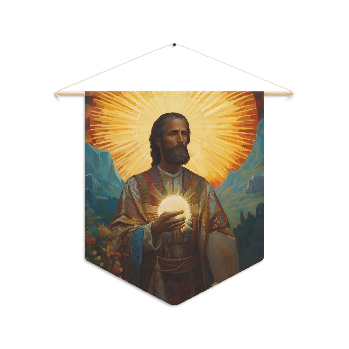 Saint Benignus of Dijon Wall Banner / Wall Hanging - Prayer room art - Catholic Home Art - Large Saint Art for your home - 18" x 21"