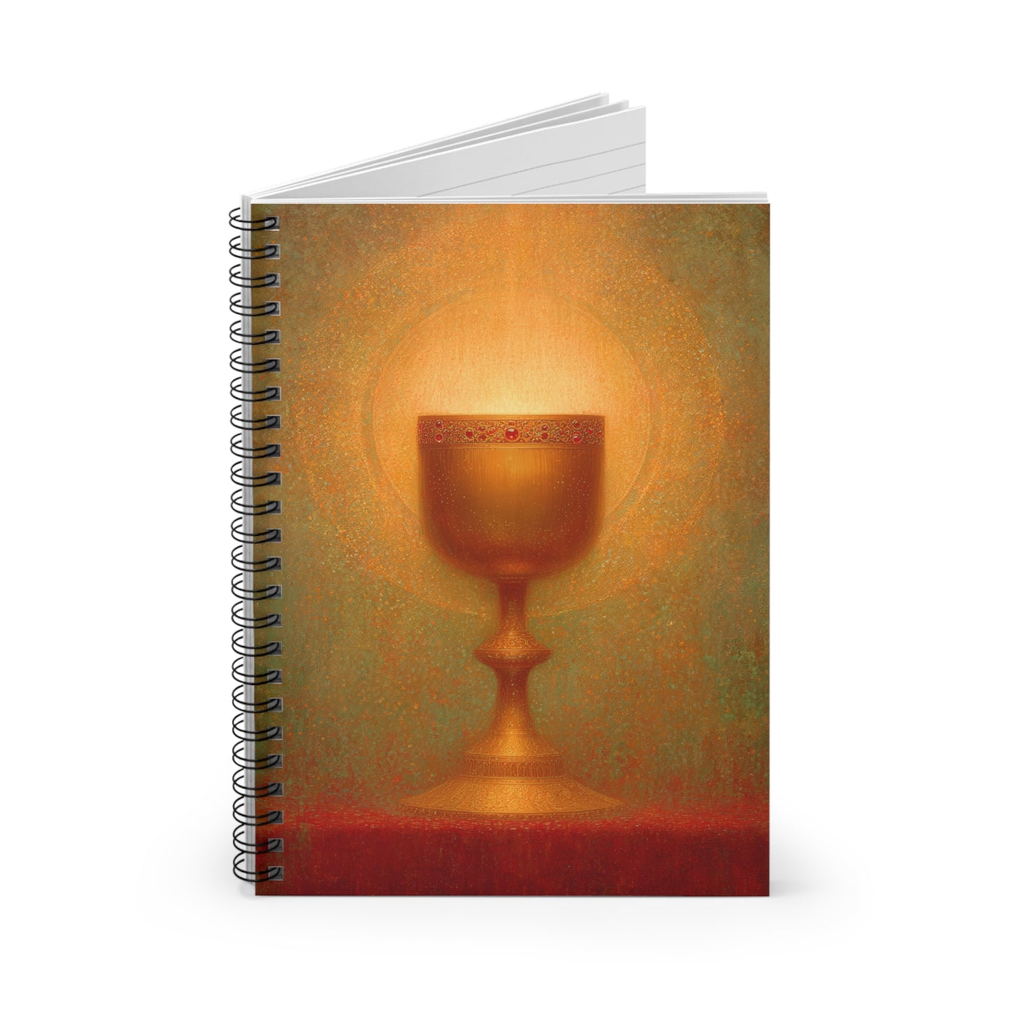 Chalice of the Lamb, Light of the World - The Holy Grail - Sanctified Souls Art - Religious Based Notebook - Spiral Notebook