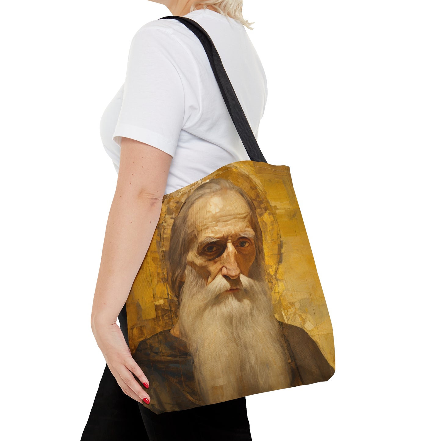 Saint Athanasius the Athonite Tote Bag - Large Medium Small Faith Art Bag - Catholic Faith Purse - Religious Carry All Reusable Tote Bag
