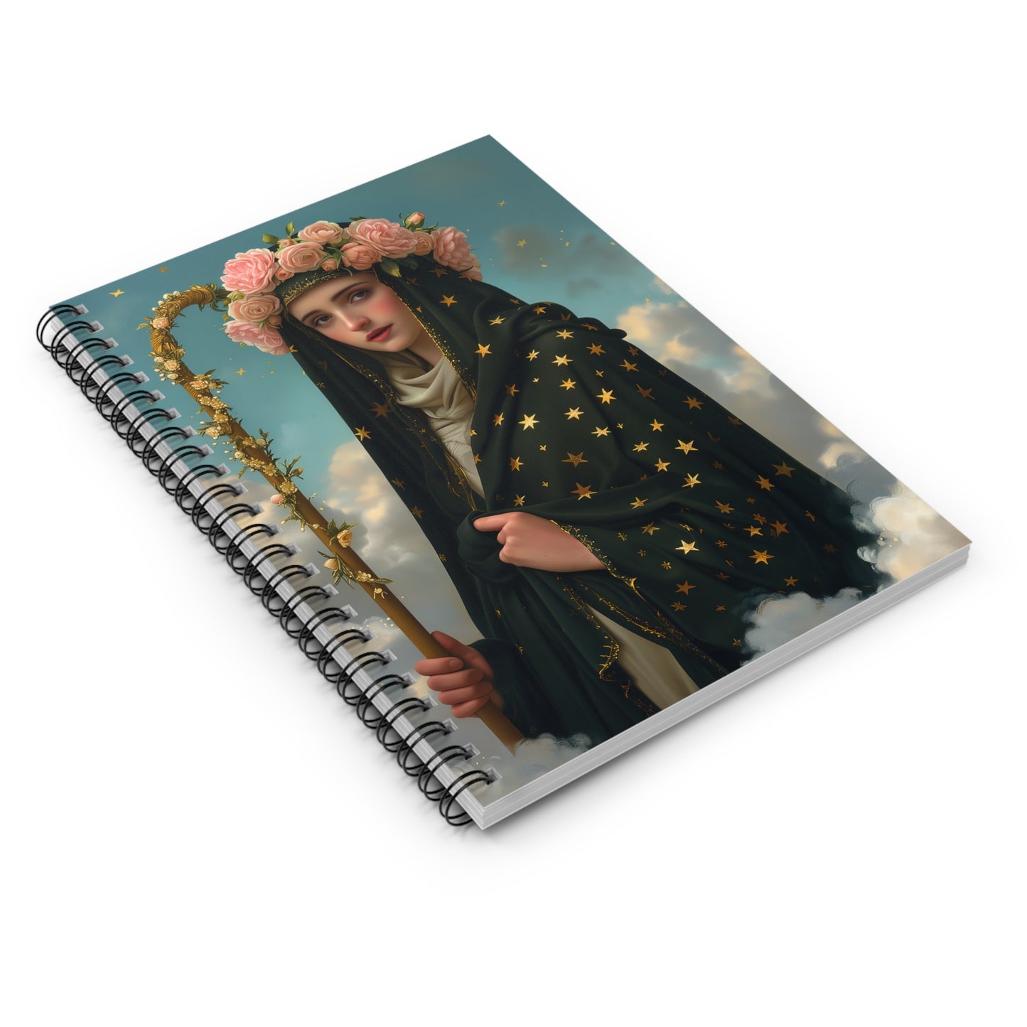 Saint Aldegund / Aldegundis - Sanctified Souls Art - Religious Based Notebook - Spiral Notebook - Ruled Line
