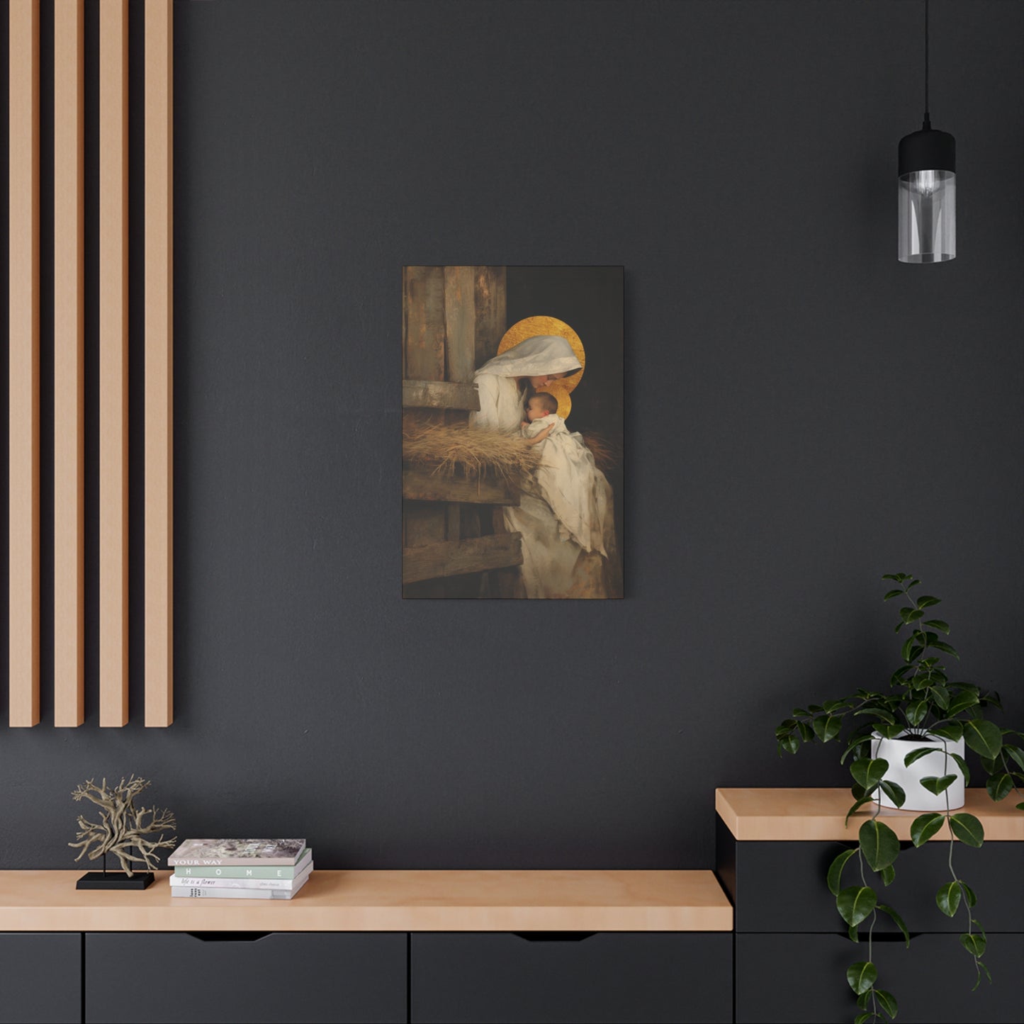 Our Lady of the Manger - Mother Mary and the Christ Child - Gallery Wrapped Canvas - Print - Religious Art for your Home - Catholic
