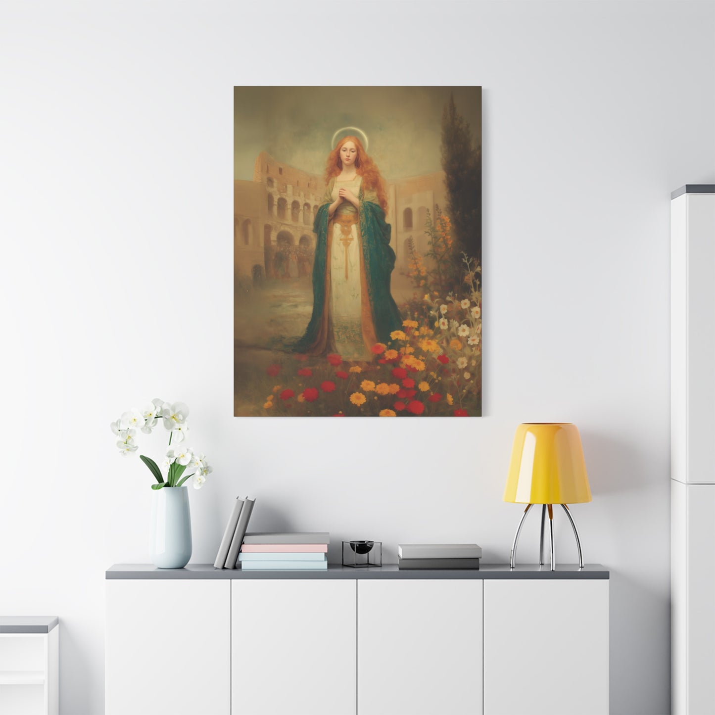Saint Justina - Multiple Sizes - Catholic Home art - Museum Wrapped Canvas - Sanctified Souls Print - Catholic Martyr Art