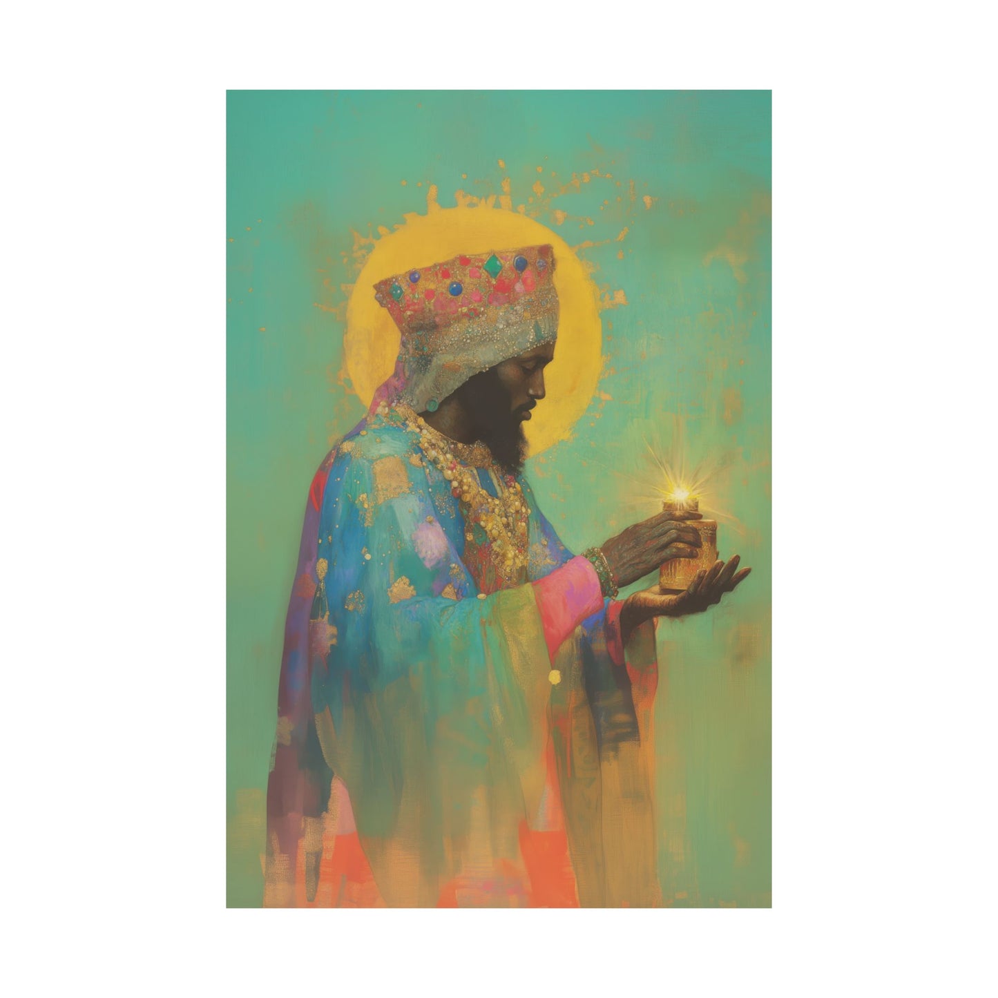 Balthazar and the Gift of Foretold Sorrow - 3 Wise Men - Sanctified Souls Print - Multiple Sizes - Premium Matte Vertical Posters
