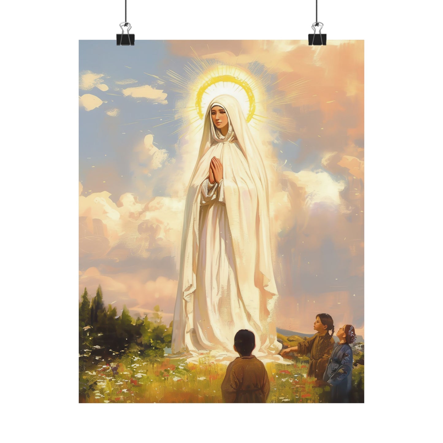 Our Lady of Fátima Poster Print - Sanctified Souls Print - Multiple Sizes - Premium Posters - Catholic Art for your home