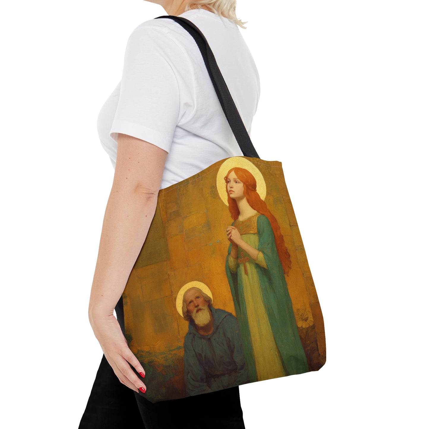 Saints Cyprian and Justina - Tote Bag - Large Medium Small Faith Art Bag - Bible Study Faith Purse - Double Sided Prayer Tote