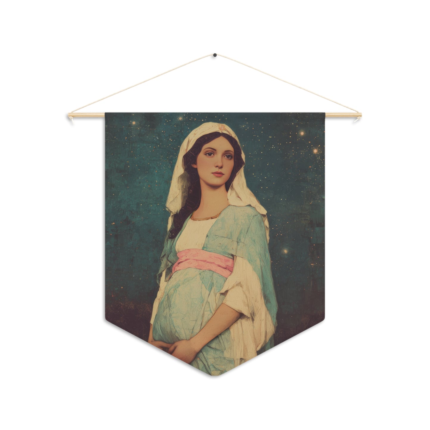 Our Lady of 'O' - Our Lady of Expectation - Mother Mary - Marian Art - Pennant / Banner / Wall Hanging - Catholic Art - Large - 18" x 21"