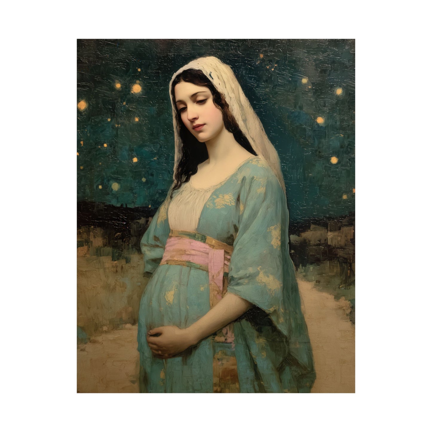 Our Lady of 'O' - Our Lady of Expectation - Mother Mary - Marian Art - Sanctified Souls Print - Multiple Sizes - Premium Vertical Posters