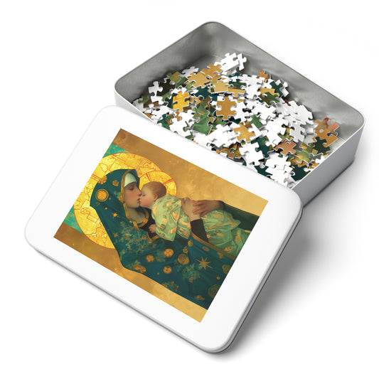 Peaceful Refuge - Mary and the Christ Child - Puzzle and Keepsake Tin - Religious (30, 110, 252, 500,1000) - Catholic Families