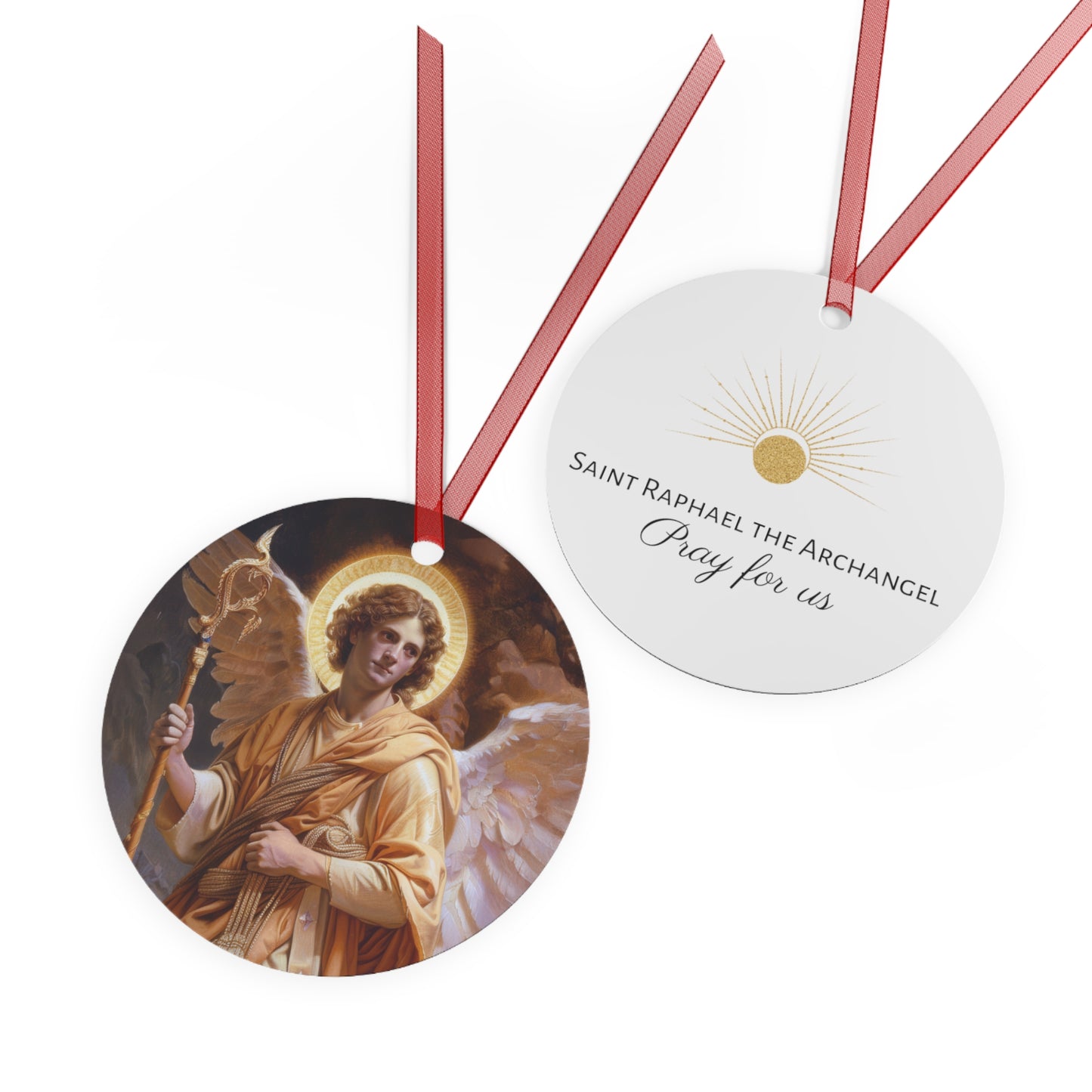 Saint Raphael the Archangel - Metal Ornament - Religious Holiday Christmas Ornament and Keepsake