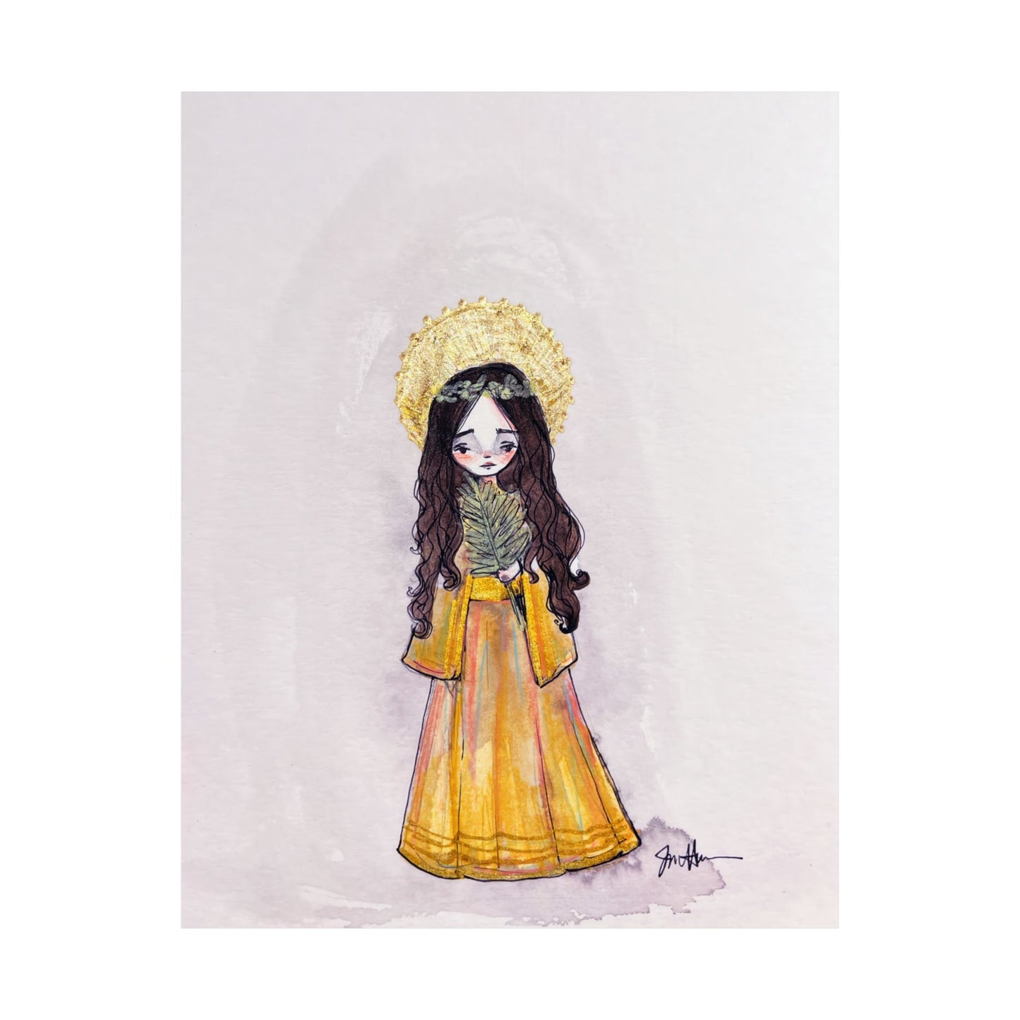 Saint Charity Poster - Hand-Drawn Art | Catholic Art Print | Faith Hope and Charity Youngest Sister | Devotional Wall Art