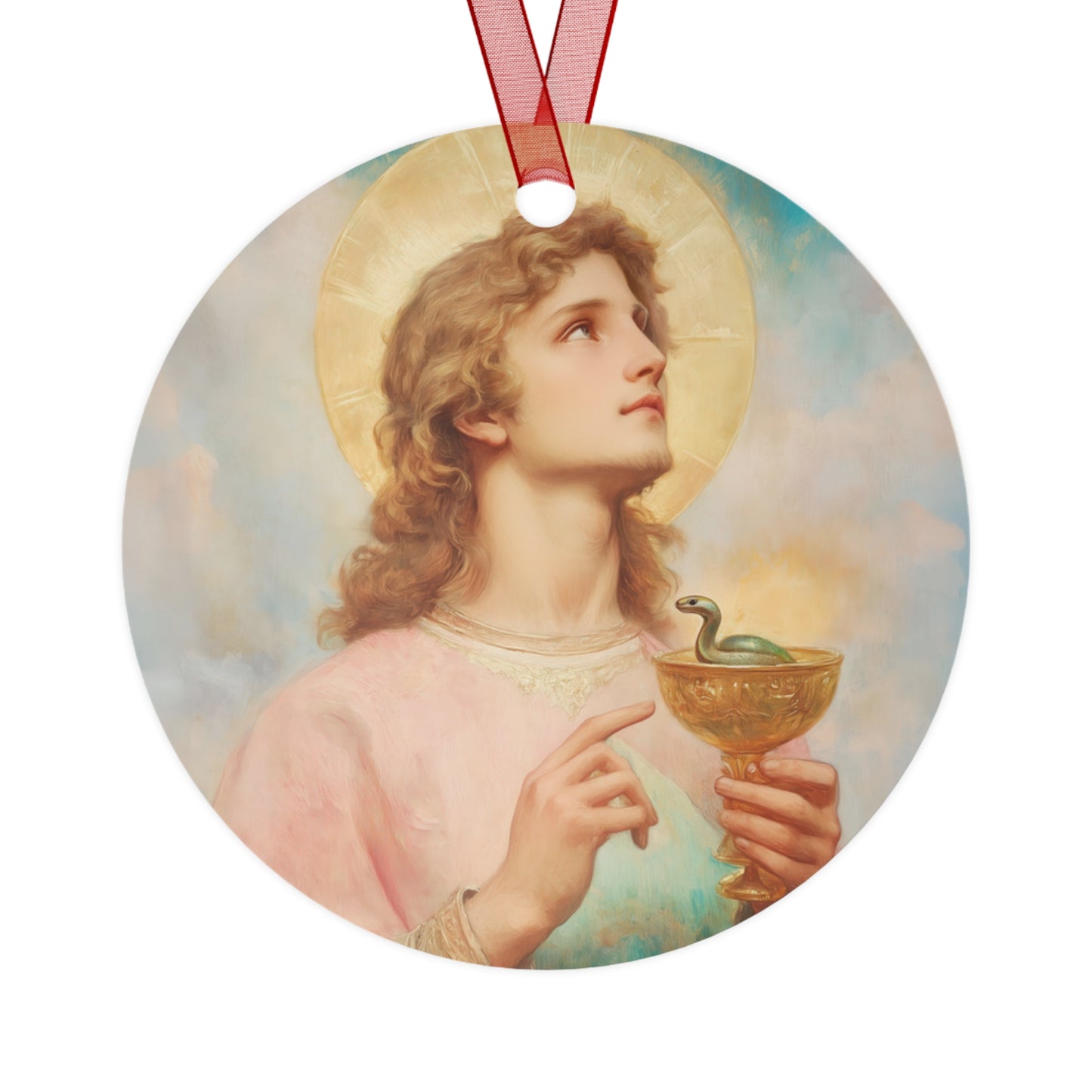 Saint John the Apostle Metal Ornament - Religious Holiday Christmas Ornament and Keepsake - Double sided - Prayer Ornament