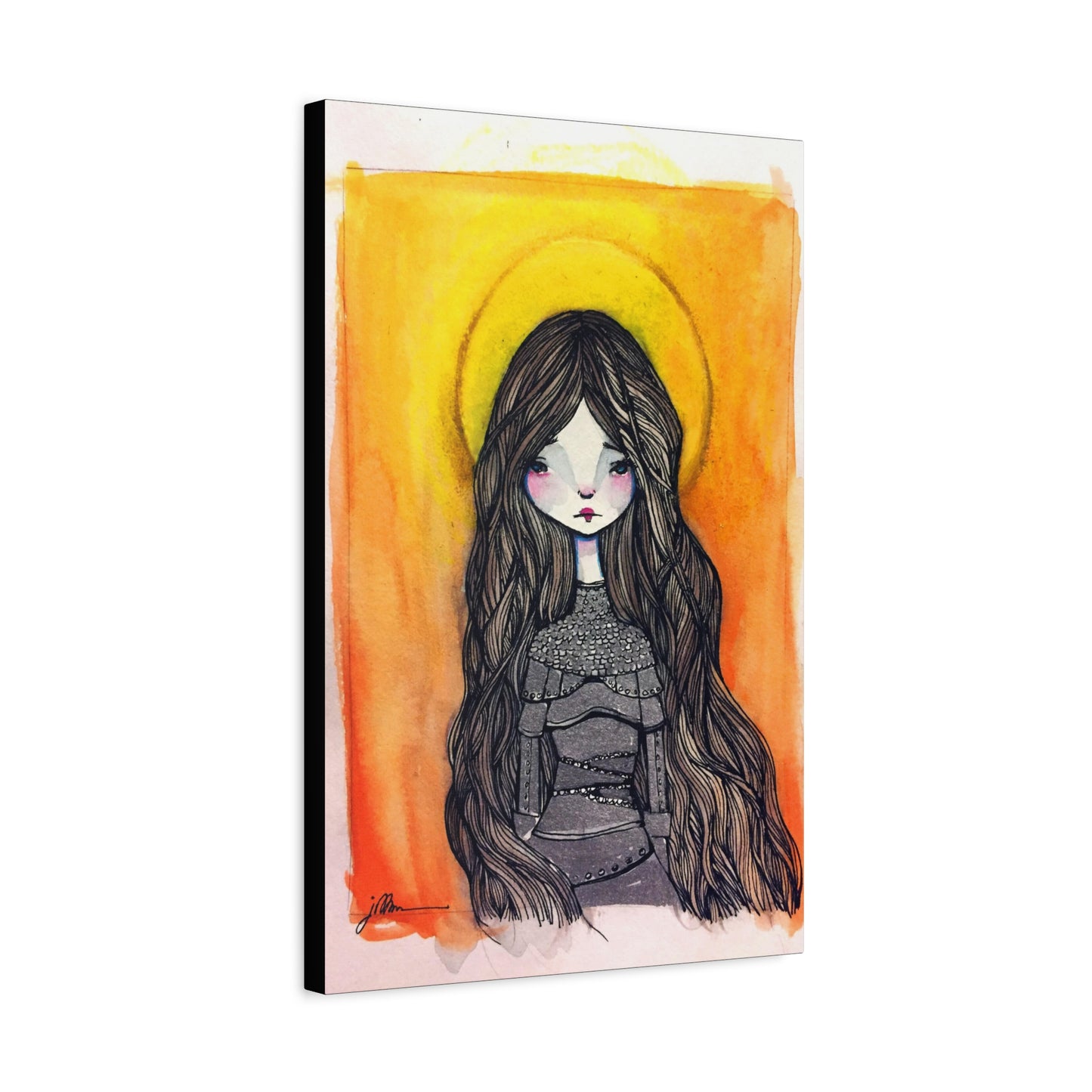 Saint Joan of Arc Canvas Print - Hand-Drawn Catholic Art Print | Christian Sacred Wall Art | Sanctified Solocosmo Religious Artwork