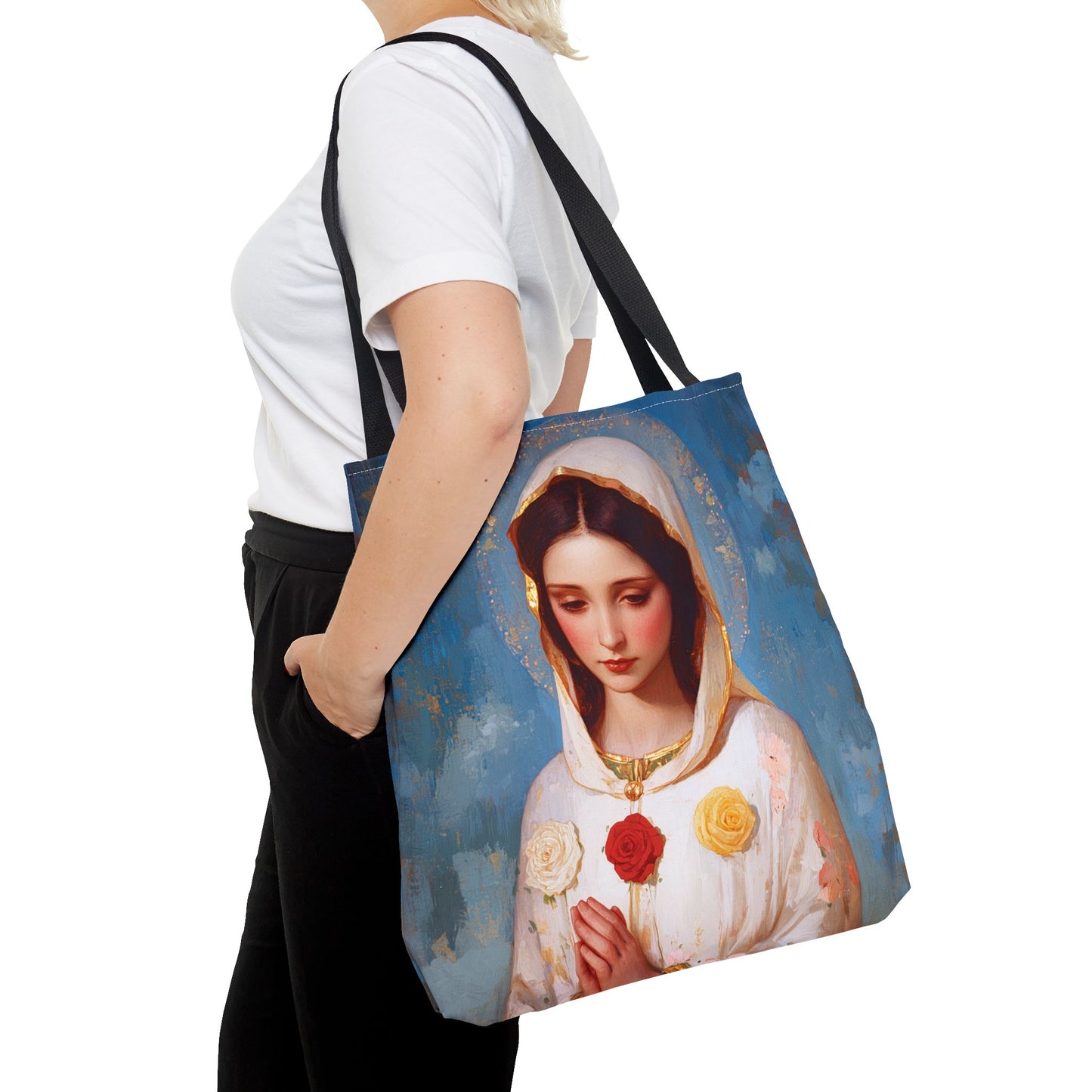 Rosa Mystica - Mystical Rose - Mother Mary - Marian Art - Tote Bag - Large Medium Small Faith Art Bag - Tote Purse