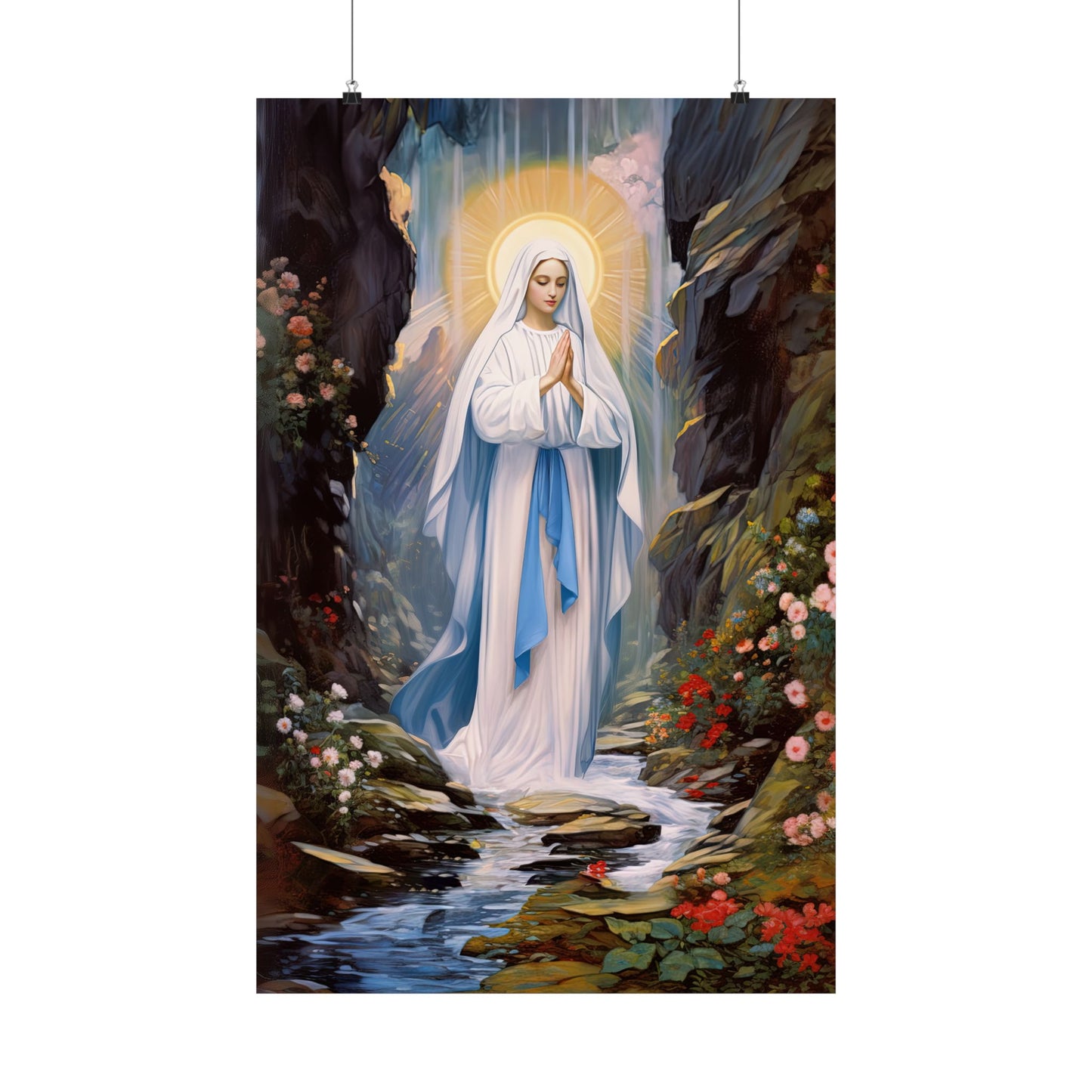 Our Lady of Lourdes - Sanctified Souls Print - Multiple Sizes - Premium Matte Vertical Posters