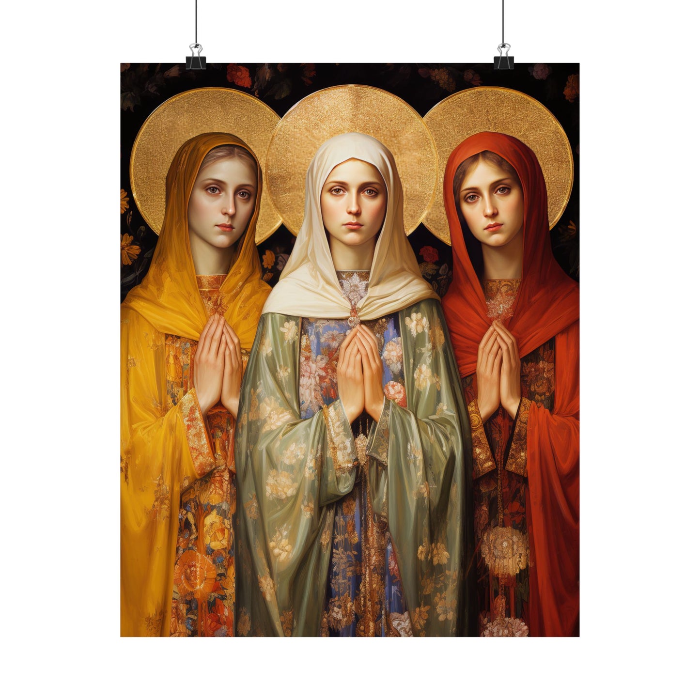 Saints Metrodora, Nymphodora and Menodora - Sanctified Souls Print - Multiple Sizes - Premium Matte Vertical Posters