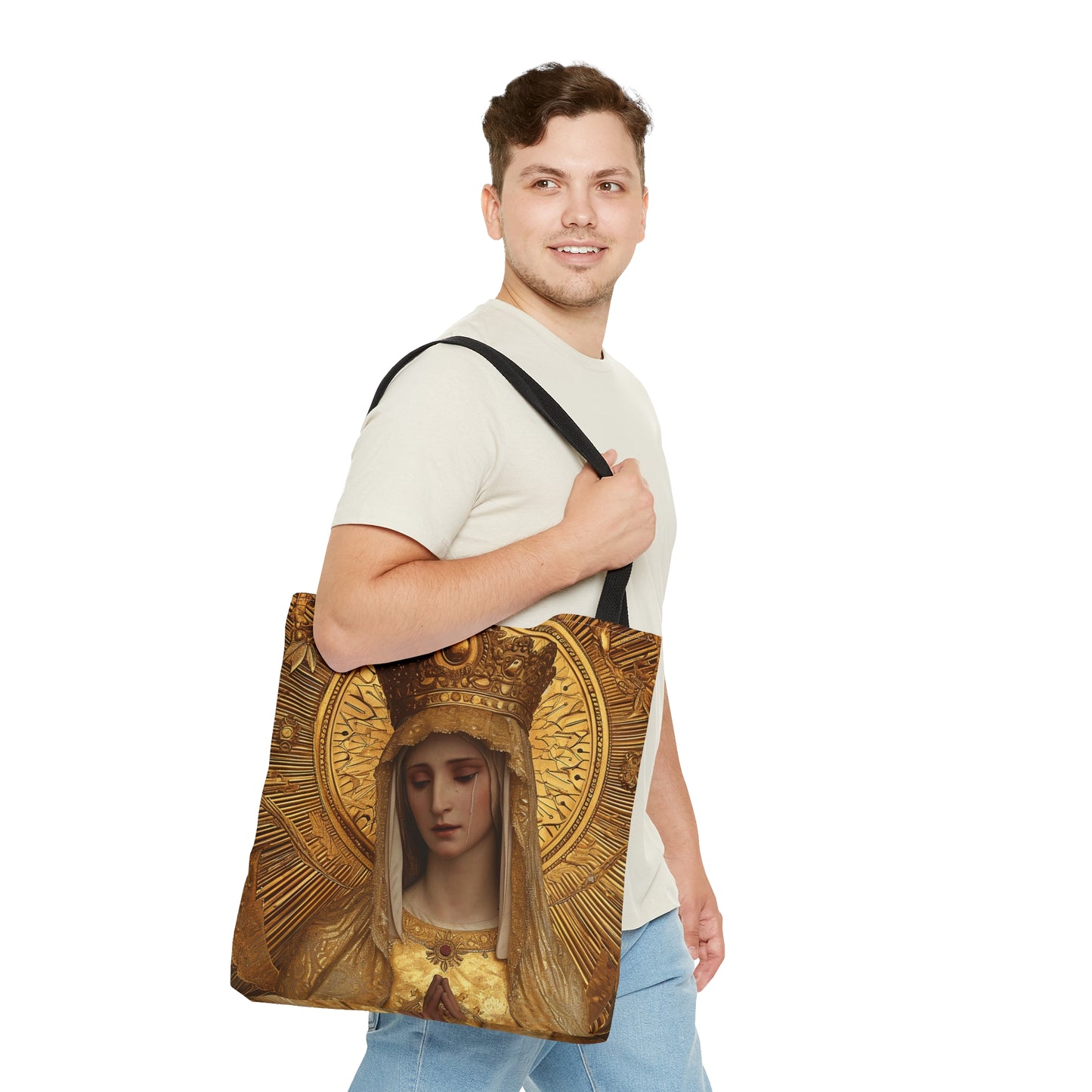 Gate of Eternity - The Golden Mary - Tribute to Our Lady of the Gate of Dawn Tote Bag - Large Medium Small Faith Art Bag - Golden Mary