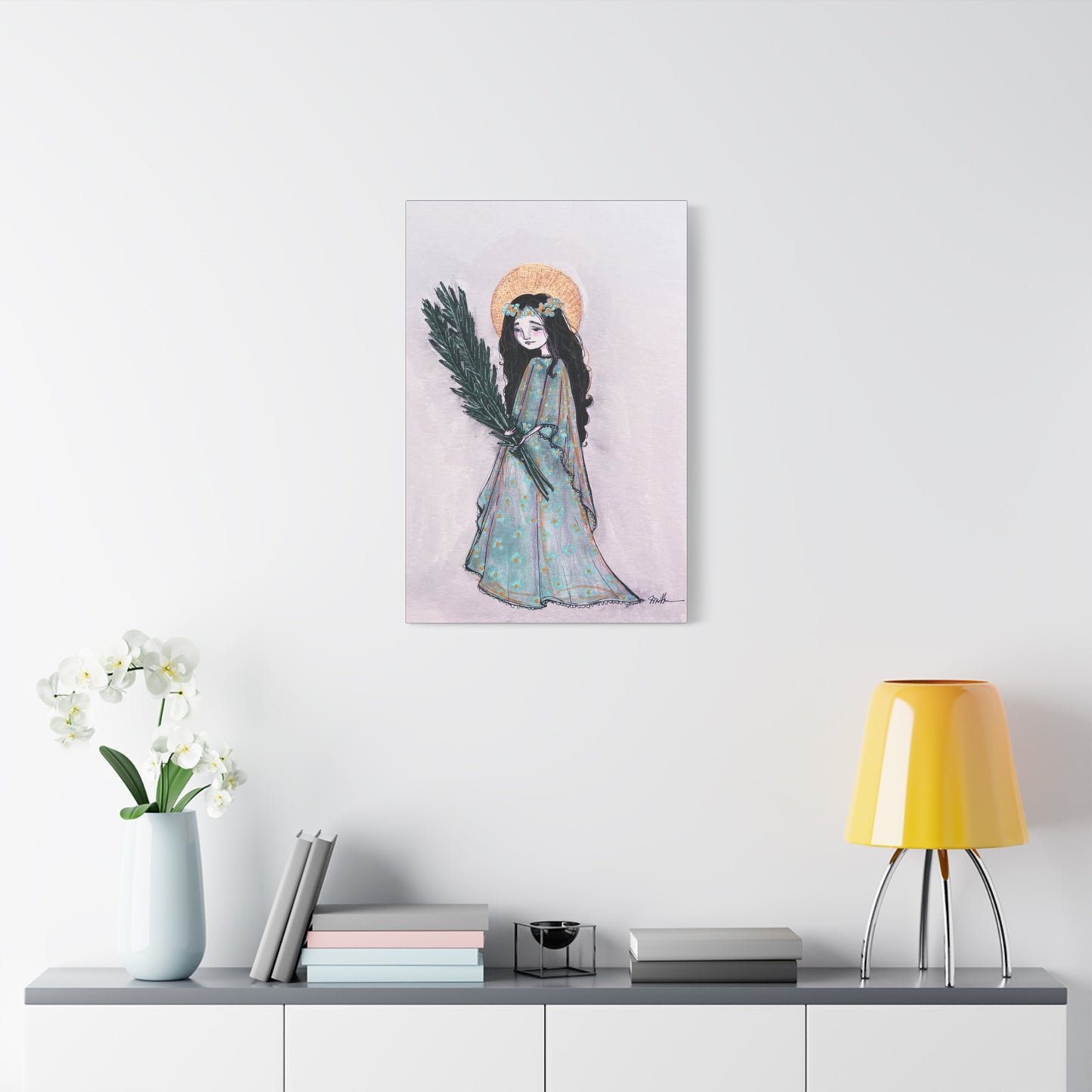 Saint Faith Canvas Print - Hand-Drawn Art - Catholic Print | Faith Hope and Charity Sacred Art | Sanctified Solocosmo Religious Artwork