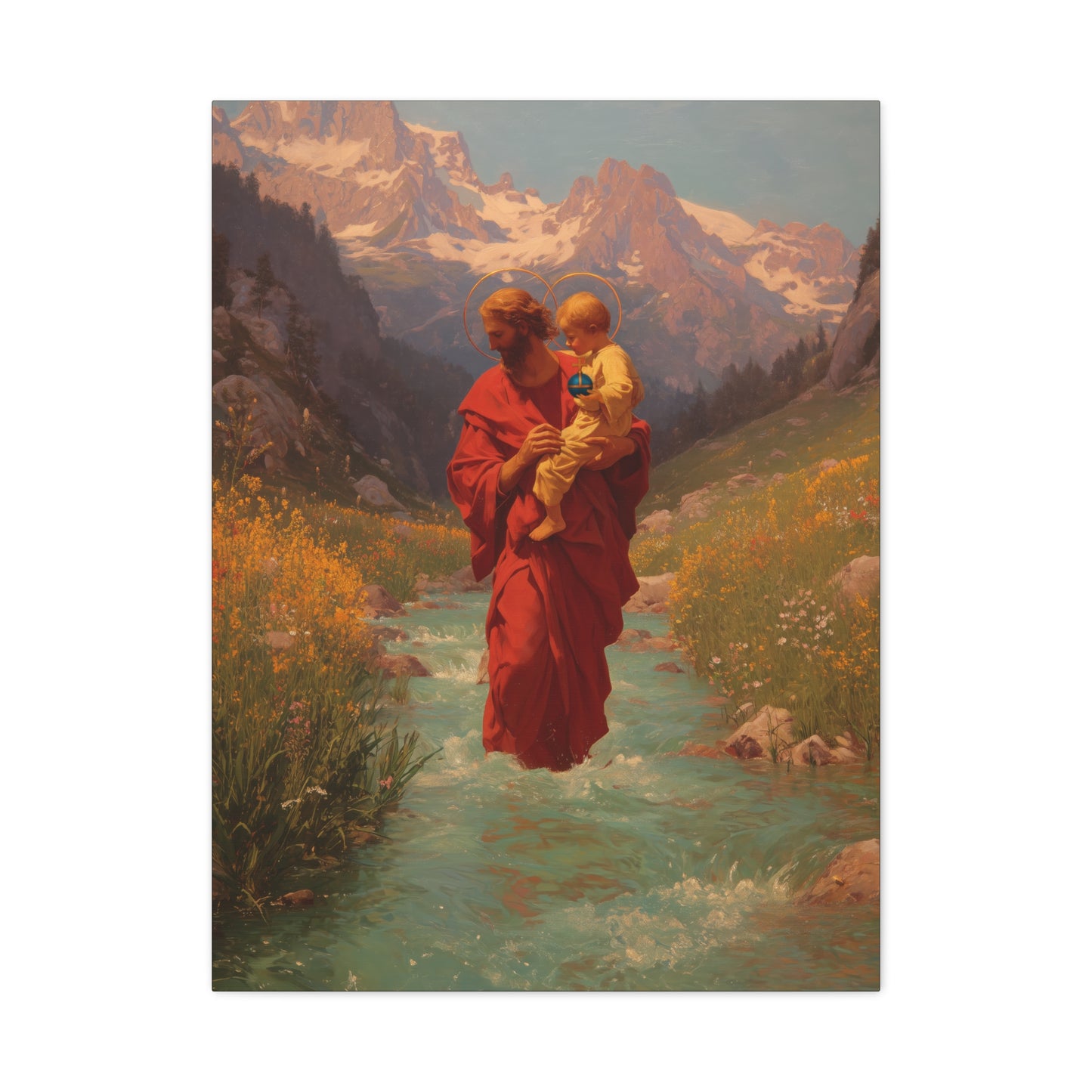 Saint Christopher  - Museum Wrapped Canvas - Sanctified Souls Print - Religious Art for your Home