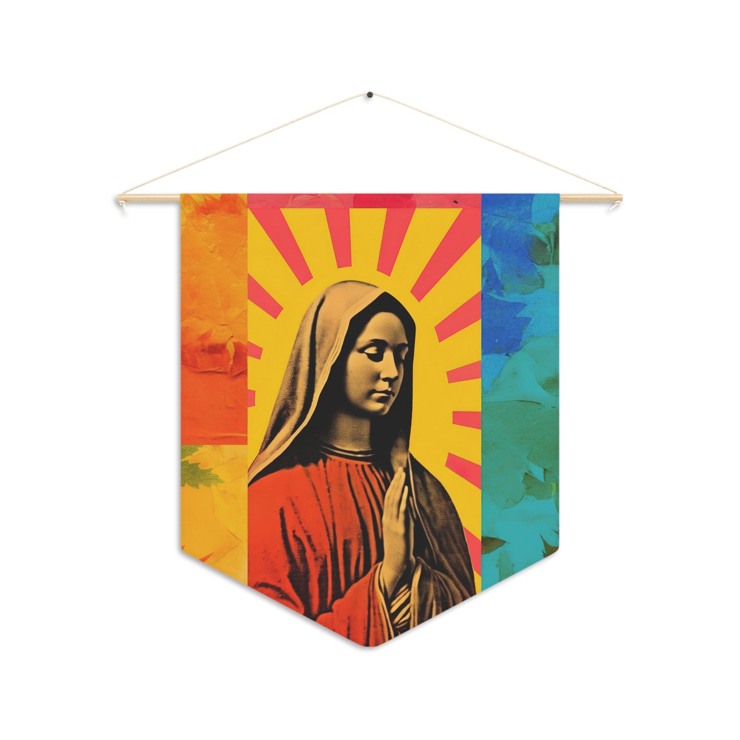Radiant Mary Wall Banner / Wall Hanging / Pennant - Prayer room - Catholic Art - Saint Art - Large Saint Print - 18" x 21" - Virgin Mary Art