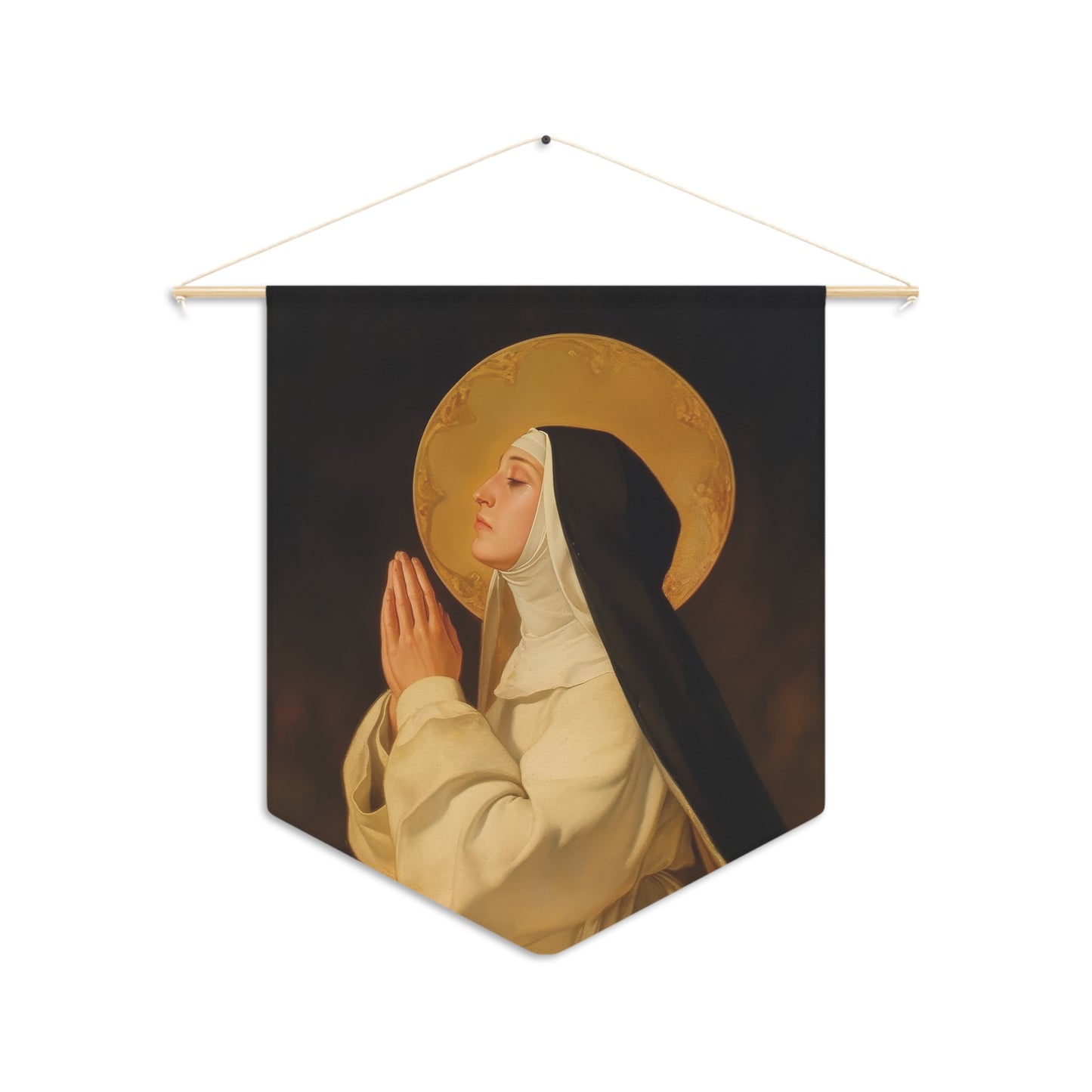Saint Lutgardis Pennant / Banner / Wall Hanging - Prayer room art - 18" x 21" - Catholic prayer Religious Christian Gift