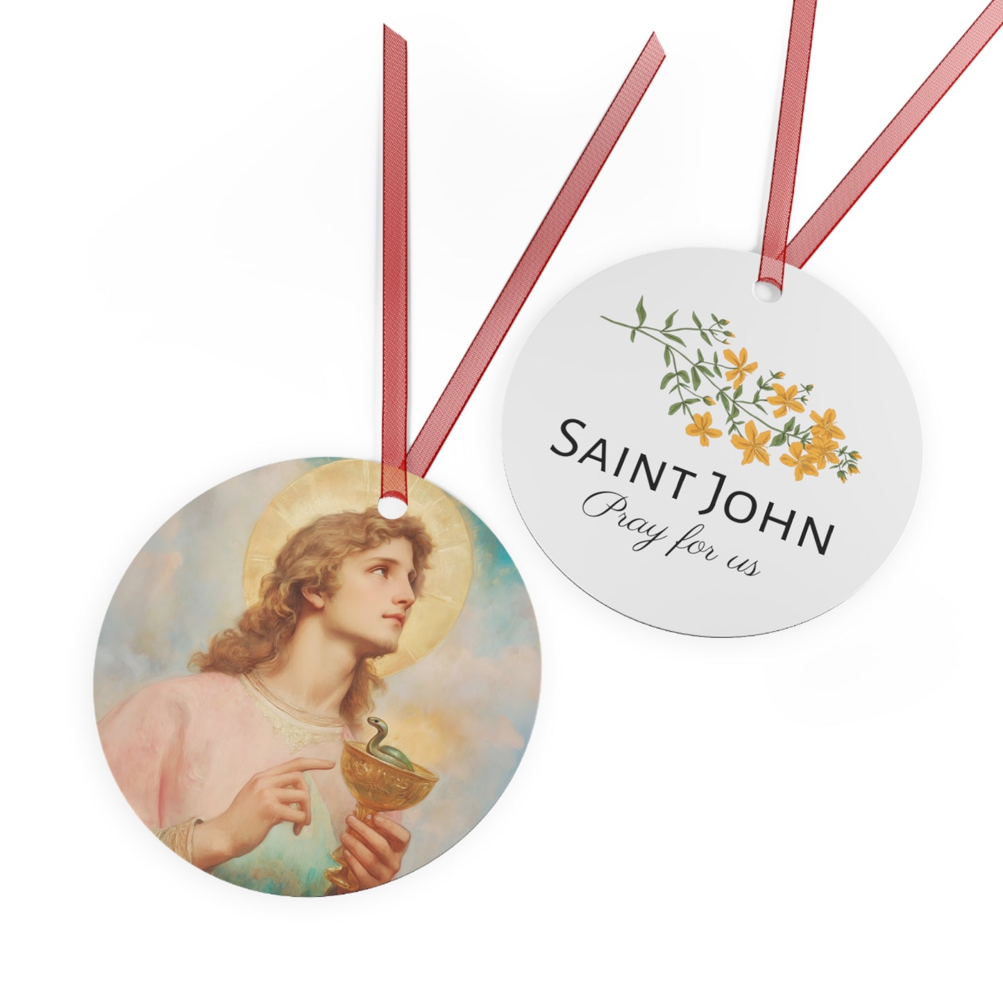 Saint John the Apostle Metal Ornament - Religious Holiday Christmas Ornament and Keepsake - Double sided - Prayer Ornament