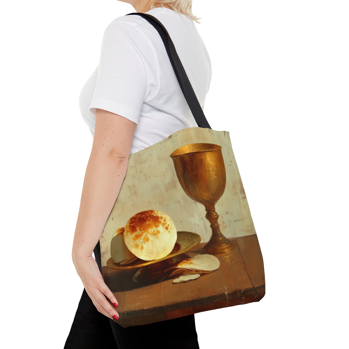 Cup of Sorrows, Bread of Life Tote Bag - Large Medium Small Faith Art Bag - Catholic Faith Purse - Double Sided
